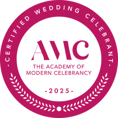 AMC Certified Wedding Celebrant 2025 badge